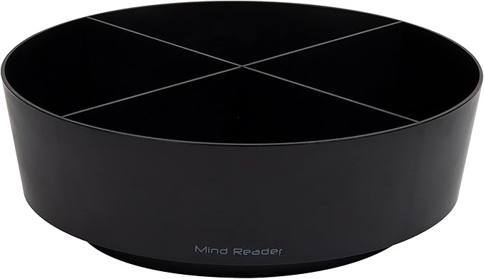 Mind Reader Snack Carousel, Countertop Organizer, Snack Tray, Condiment Holder, Breakroom, Kitchen, 12"L x 12"W x 4"H, Black