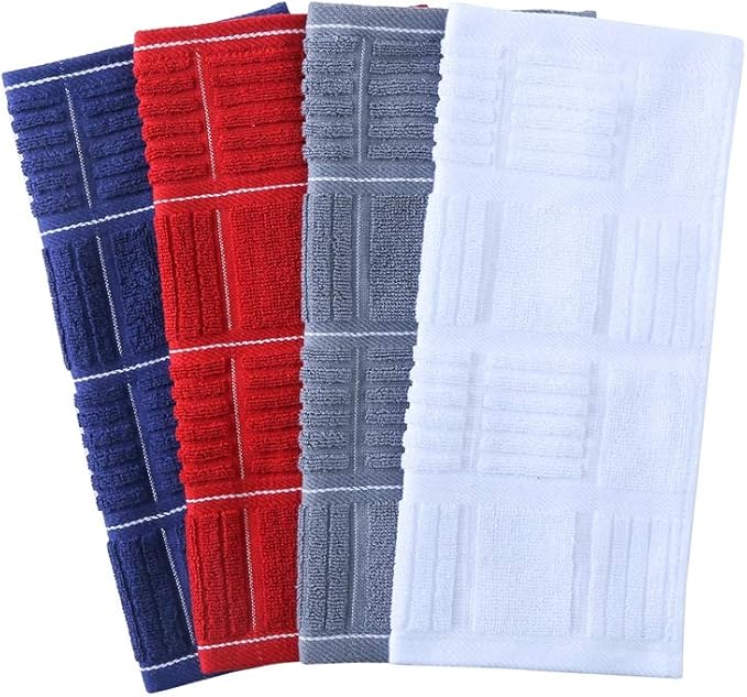 Glynniss Dish Cloths for Kitchen Washing Dishes, Super Absorbent Dish Rags, Cotton Terry Cleaning Cloths Pack of 8 (Pink, 12x12 inches)