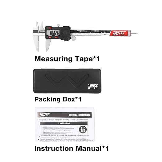 Digital Caliper 6 inch, Stainless Steel Vernier Micrometer Measuring Tool with Large LCD Display, Easy Inch/Metric Conversion, Precision Gauge for Machinists, Woodworking & DIY