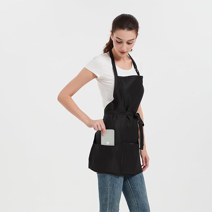 Short Aprons for Women with 3 Pockets,Waterproof Chef Apron for Cooking, Men Kitchen Apron for Grilling Bbq