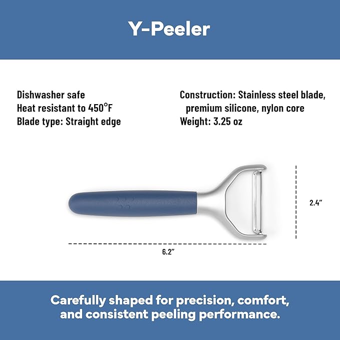 Misen Stainless Steel Vegetable Peeler - Dishwasher Safe Y Peeler - Easy to Use with Potatoes, Cabbage, Carrots, and More - Progessional Grade Kitchen Tool - Blue