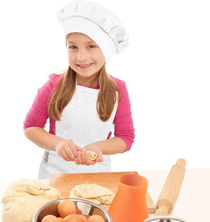 Adjustable Apron and Chef Hat Set for Cooking and Baking - Off White