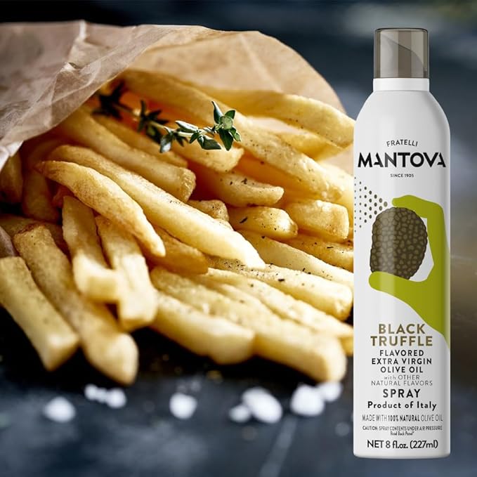 Mantova Extra Virgin Olive Oil Spray Truffle Flavored 8 oz. Spray Bottle - Manage Oil Amount - Great For Salads & Cooking