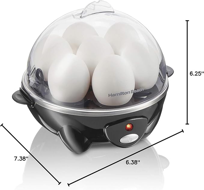 Hamilton Beach 3-in-1 Electric Egg Cooker for Hard Boiled Eggs, Poacher Eggs, Omelet Maker & Vegetable Steamer, Holds 7, Black (25507)