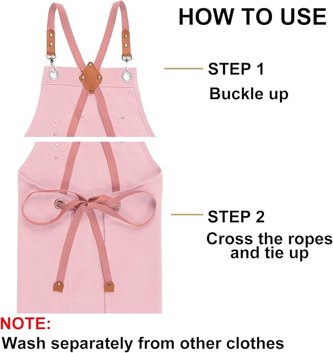ZOMAO Chef Apron for Women Men with Large Pockets, Cotton Canvas Cross Back Waterproof Work Aprons for Kitchen Cooking Bib