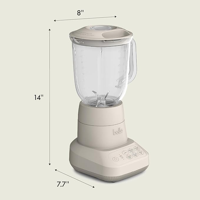 bella 10 Speed Countertop Blender,Juicer&Smoothie Maker,Fits-anywhere™ Kitchenware,Slim Flip&Store Design,Dishwasher Safe 48oz Capacity Pitcher-&Lid,Stainless Steel Blade,450 Watt,Oatmilk,(Pack of 2)