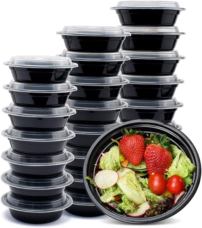 Glotoch 16 oz Meal Prep Containers with Lids (50 Pack) – Reusable & disposable plastic food storage containers, Leak-resistant bento boxes for salads, snacks and portion control