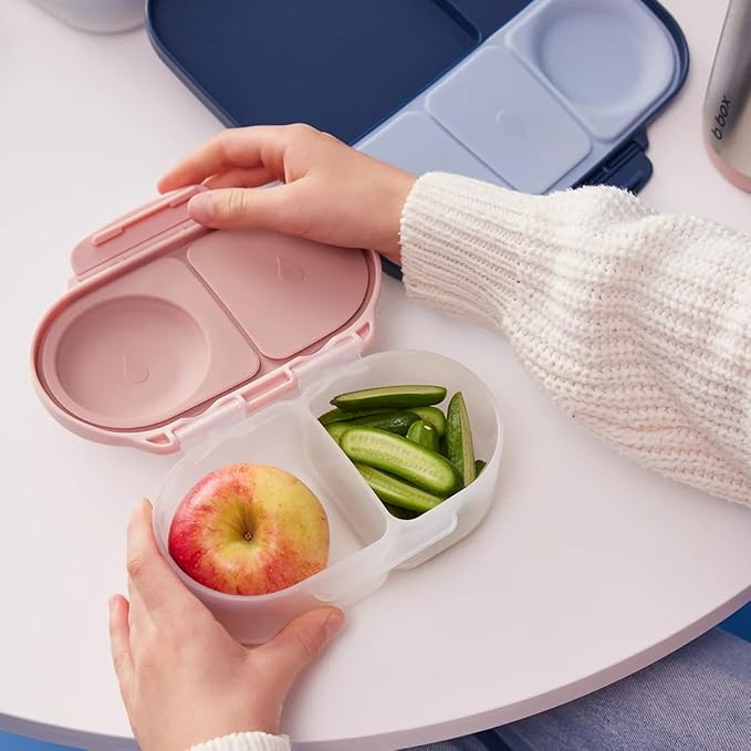 b.box Snack Box - Leakproof Mini Bento Box for Kids & Toddlers, 2 Compartment Snack Containers for Kids, Lunch Containers, Dishwasher Safe, BPA Free, PFAS Free, Ages 4m+, 1 3/4 Cup - Blush Crush