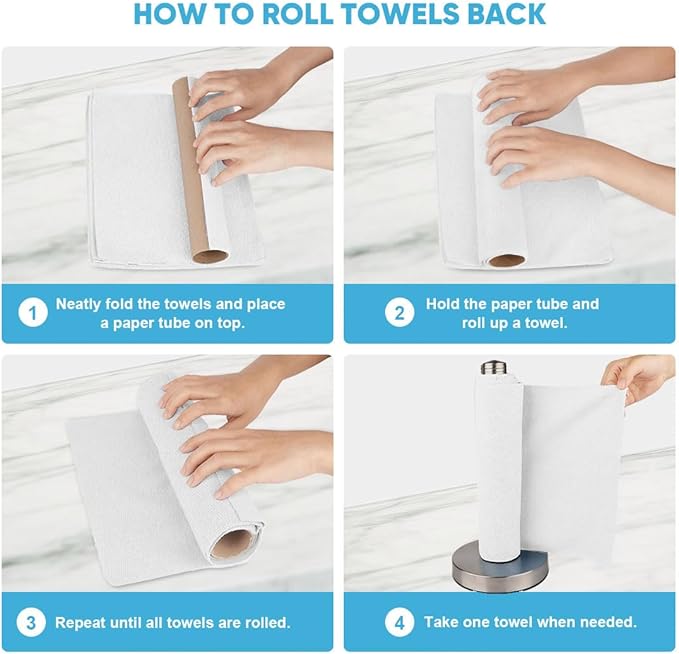 AIDEA Microfiber Cleaning Cloth Roll 165 Sheets(3 Roll), Tear Away Microfiber Towels, Reusable Paper Towels, Washable Shop Rags, Scratch Free, Absorbent Dish Rags for Car, Home, Shop, 11" x 9"