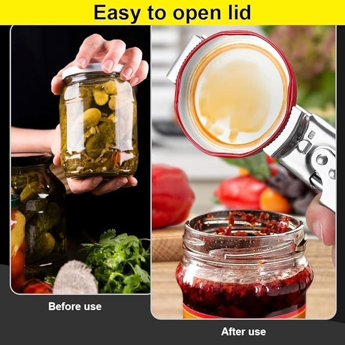 Adjustable Stainless Steel Jar Opener for Seniors, 2 Packs, Manual Can Opener & Bottle Opener Set for Weak Hands, Easy Grip Jar Opener Gripper for Arthritis and Limited Hand Strength