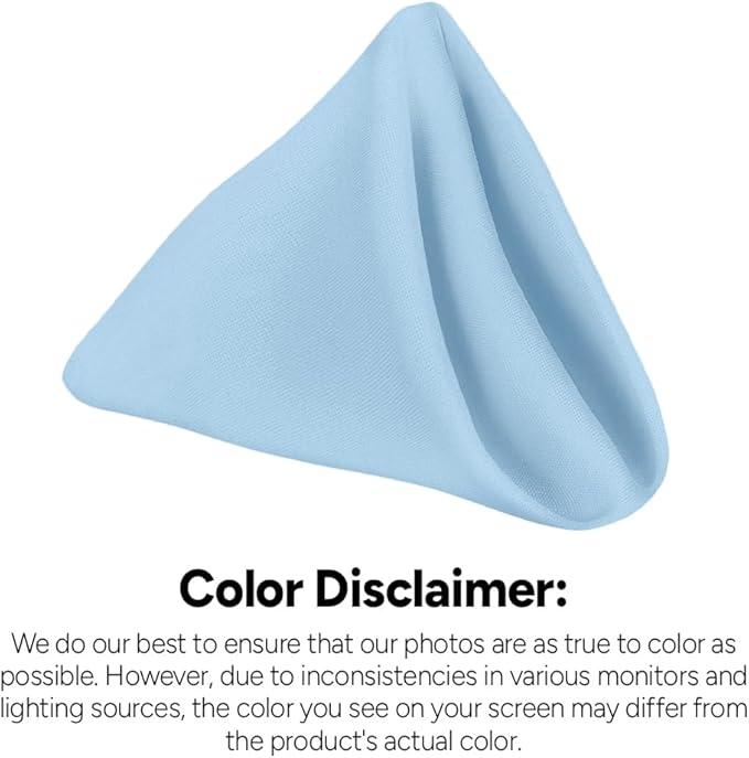 Avalon Kitchen Light Blue Cloth Napkins Bulk (Pack of 24) - 100% Polyester Dinner Linen Napkins Cloth Washable & Reusable - Durable with Hemmed Edges - Ideal for Parties and Weddings (17x17 Inches)