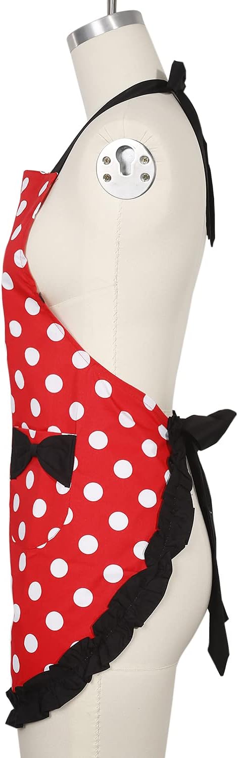 RosieLily Retro Aprons for Women with Pockets Vintage Apron Kitchen Apron for Cooking Baking Cute