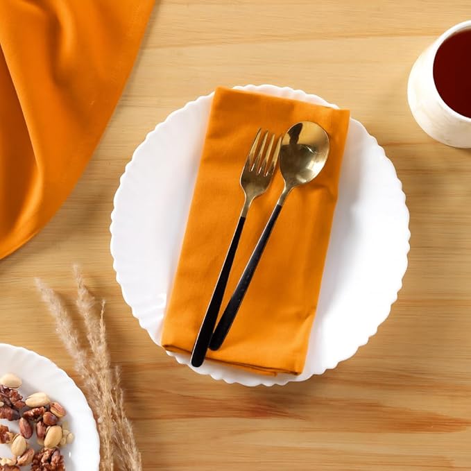 Cloth Napkins Set of 12 Solid Dinner Napkins 18x18 Inch, 100% Cotton, Soft Absorbent Reusable Washable Durable Napkin, Decorations, Restaurant, Wedding & Table Décor, Everyday Use - Orange