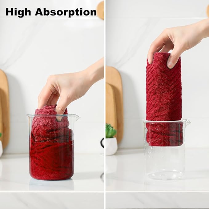 100% Cotton Kitchen Towels and Dishcloths Set, Pack of 8 Super Absorbent 16" x 25" Kitchen Towels and 13" x 13" Dish Cloths (400 GSM)