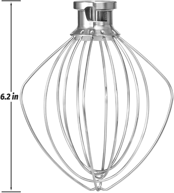 K45WW Dishwasher Safe Whisk Attachment Fits 4.5 Quart and 5 QT KitchenAid Tilt-Head Stand Mixer Stainless Steel 6 Wires Whip for Egg Heavy Cream Beater, Cakes Mayonnaise