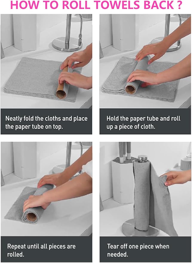 Tear-A-Rag Roll -50 Pack, 12 x 12 Microfiber Cleaning Cloth, Reusable Towels for Home, auto and Shop (White)