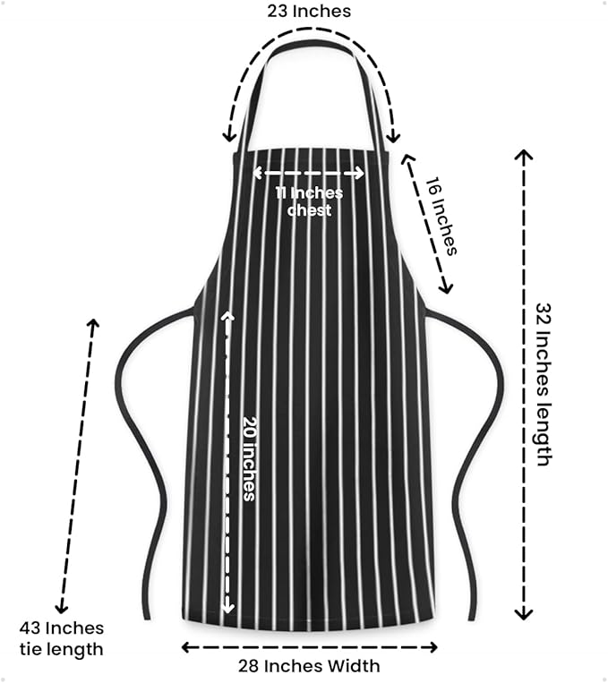 Avalon Kitchen Aprons for Men - 100% Polyester Chef Apron Women with Extra Long Ties - Cooking Aprons for Women & Mens Apron