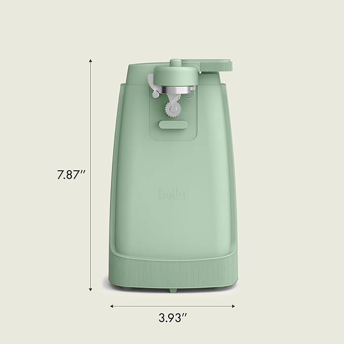 bella Electric Can Opener and Knife Sharpener, Removable Cutting Lever, Cord Storage, Stainless Steel Blade, Seaglass