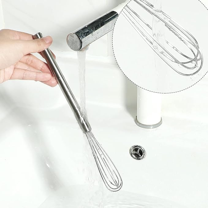 Webake 2 Pack Mini Whisks 304 Stainless Steel Small Whisks, 10.25" Coffee Whisk for Cooking Milk Egg Blending Whisking Beating Stirring