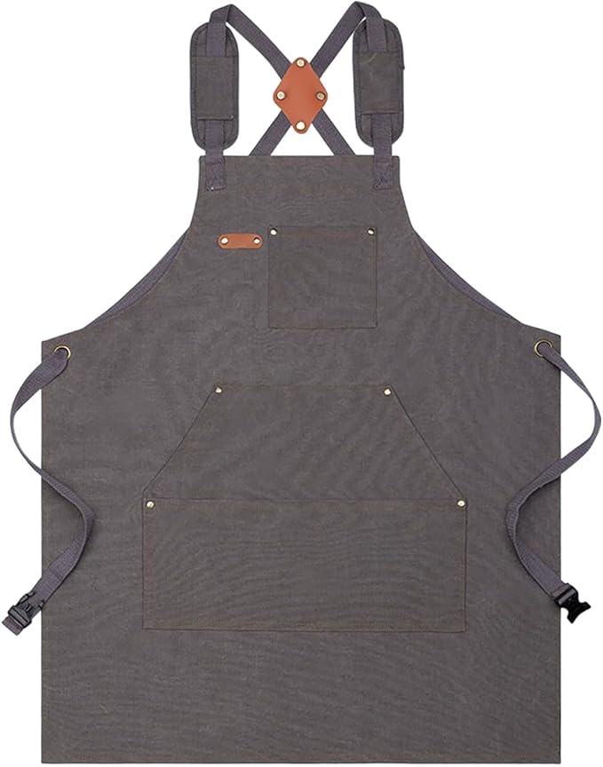 Nanxson Canvas Work Apron, Heavy Duty Carpenter Welding Apron with Wide Braces, Ideal for Gardening and Carpenters