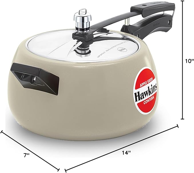 Hawkins Ceramic Coated Contura Pressure Cooker, 5 L, Apple Green