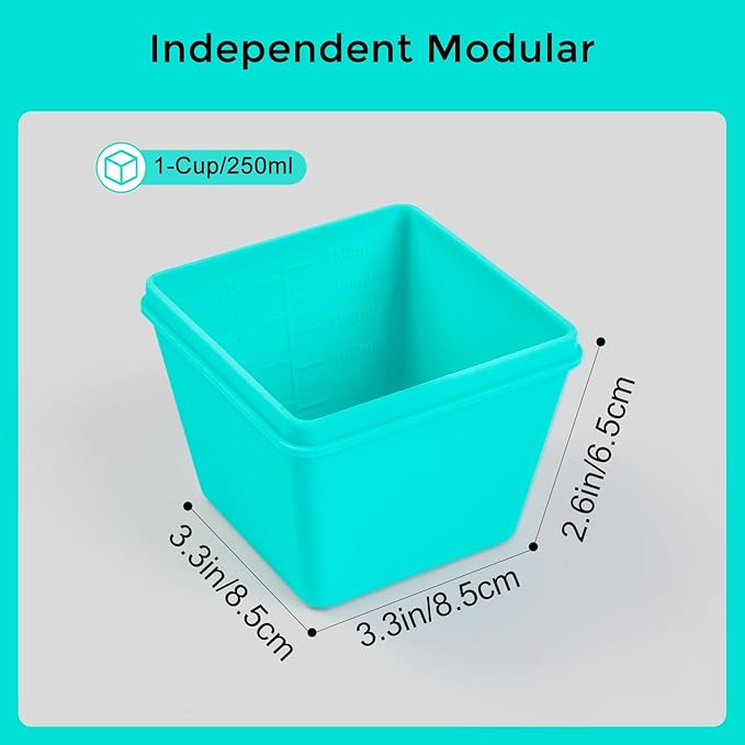 Gemice 1-Cup Silicone Freezer Molds with Lids, Individual 4-Pack Portion Soup Cubes Freezer Trays for Food Storage, Oven & Dishwasher Safe, BPA-Free, Silicone Freezer Containers for Meal Prep