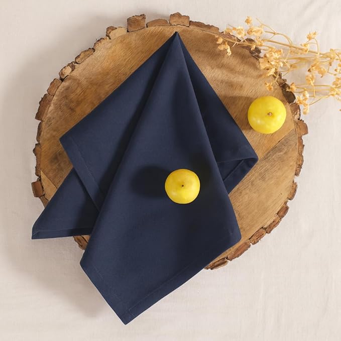 Cloth Napkins Set of 12 Navy Blue Solid Dinner Napkins 18x18 Inch, 100% Cotton, Soft Absorbent Reusable Washable Durable Napkin, Decorations, Restaurant, Wedding & Table Décor, Everyday Use