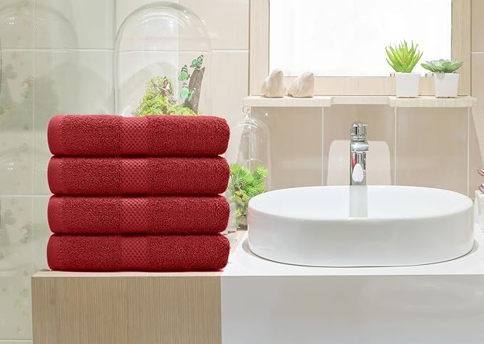 DAN RIVER 6-Pack Premium Hand Towels (16x28 Inches) - 100% Cotton, Ultra Soft, Lightweight, Highly Absorbent Towels for Bathroom, Spa, Gym, Salon, Hotel, and Travel - Red