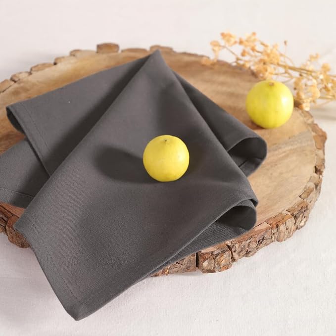 Cloth Napkins Set of 12 Solid Dinner Napkins 18x18 Inch, 100% Cotton, Soft Absorbent Reusable Washable Durable Napkin, Decorations, Restaurant, Wedding & Table Décor - Steel Grey