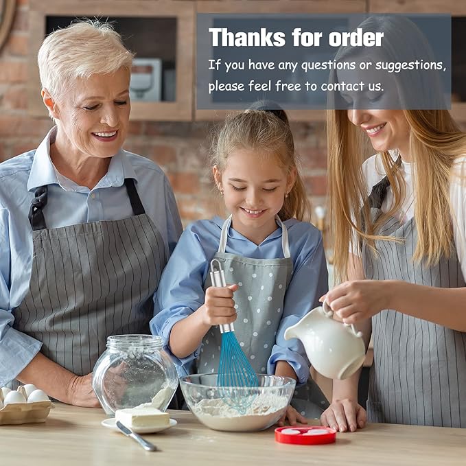 OYV Silicone Whisk,Heat Resistant 480°F Whisks For Cooking Non Scratch,Stainless Steel wired wisk,Plastic Rubber Whisk Tool For Nonstick Cookware Pans,Silicon Wisks Set of 4,Blue