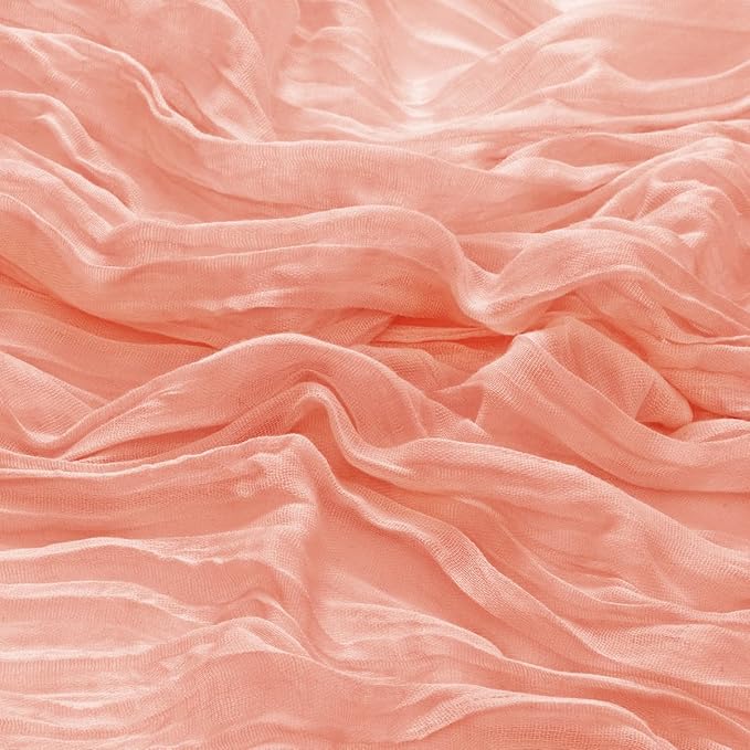 DeZerlor 12 Pack Coral Pink Cheesecloth Napkins Fall Thanksgiving Cloth Napkins Set of 12 Dinner Table Napkins Bulk 21x21 Inches for Thanksgiving Wedding Bridal Shower Baby Shower Xmas Party