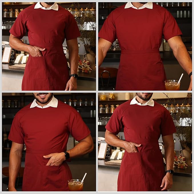 Chef Apron-Cross Back Apron for Men Women with Adjustable Straps and Large Pockets,Canvas