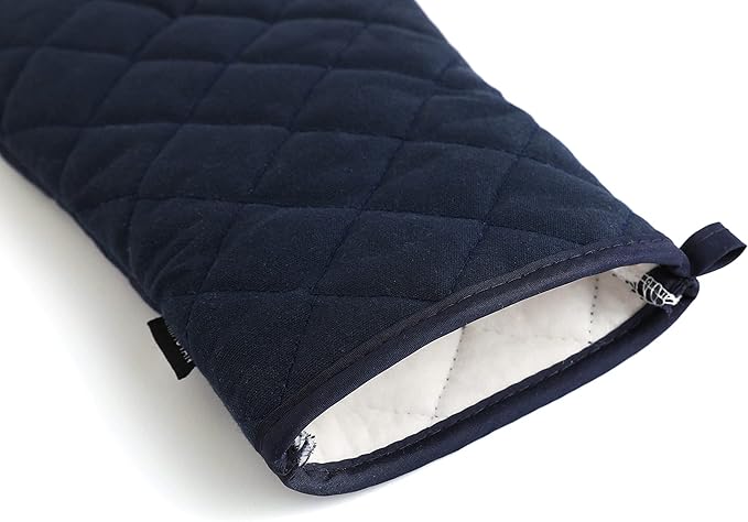 Oven Mitts and Pot Holders 4 pcs Set,High Heat Resistant 500 Degree Extra Thicken Long Kitchen Cotton Oven Glove for Cooking (12 Inch,Deep Blue)