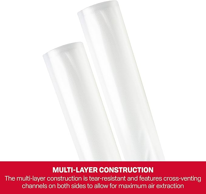 NESCO VS-04R Two 11" x 20' Vacuum Sealer Rolls for Custom-sized Vacuum Sealer Bags Compatible with Nesco-vacuum sealers and other brands,(Pack of 6)