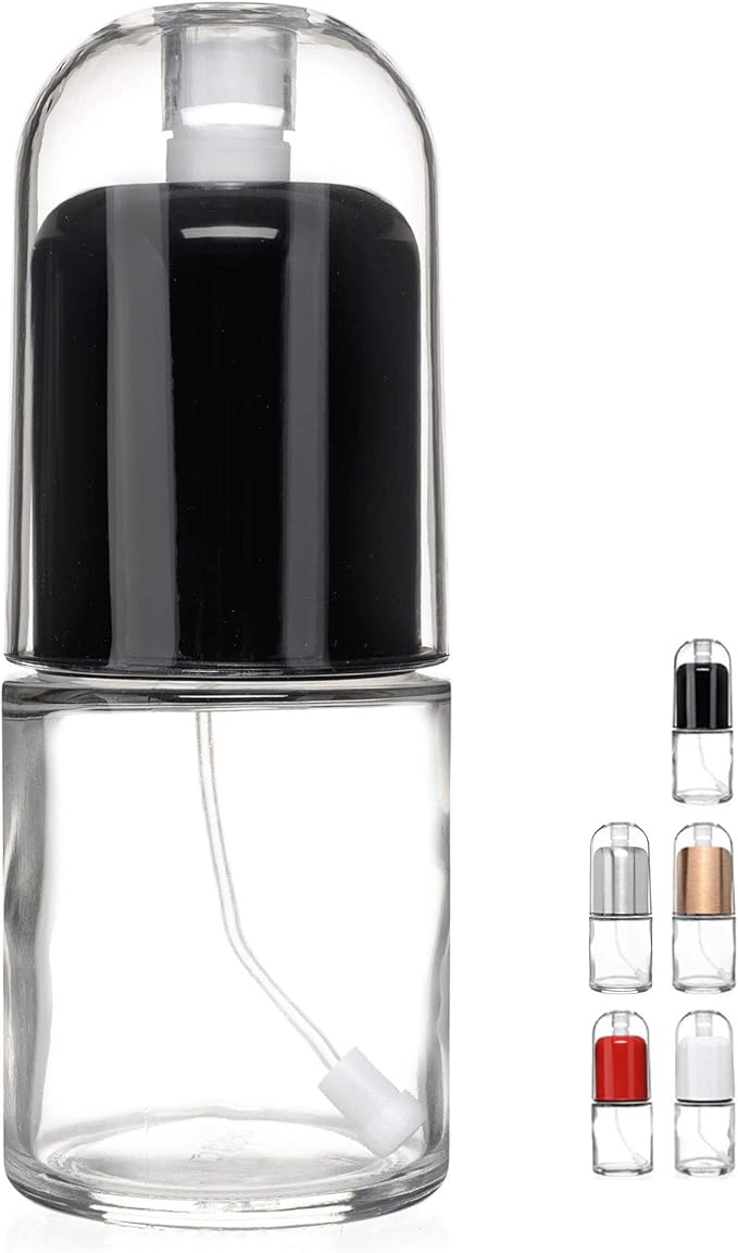Olive Oil Sprayer and Oil Mister Elegant Glass Bottle with Clog-Free Filter & Leak Proof Top - Black