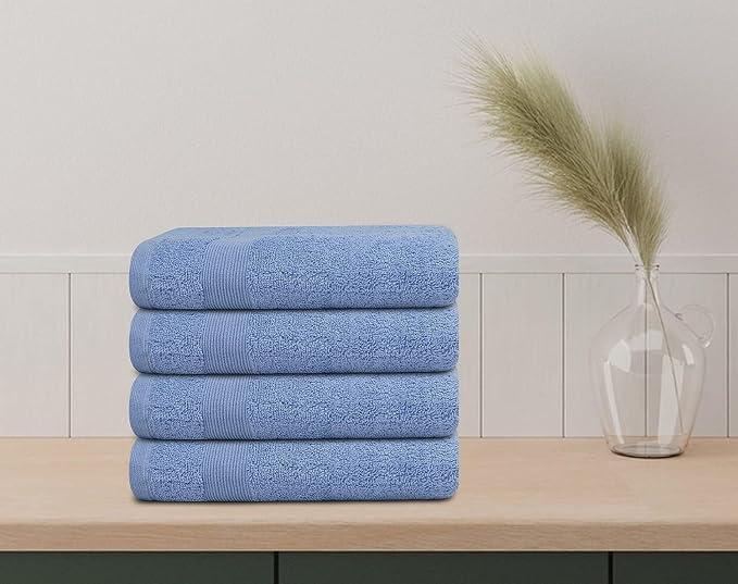 Premium Hand Towels Pack of 6 (16" x 30”) 100% Combed Ring Spun Cotton | Highly Absorbent Hand Towels Set | Ultra Soft for Home, Gym & Spa (Sky/Navy)