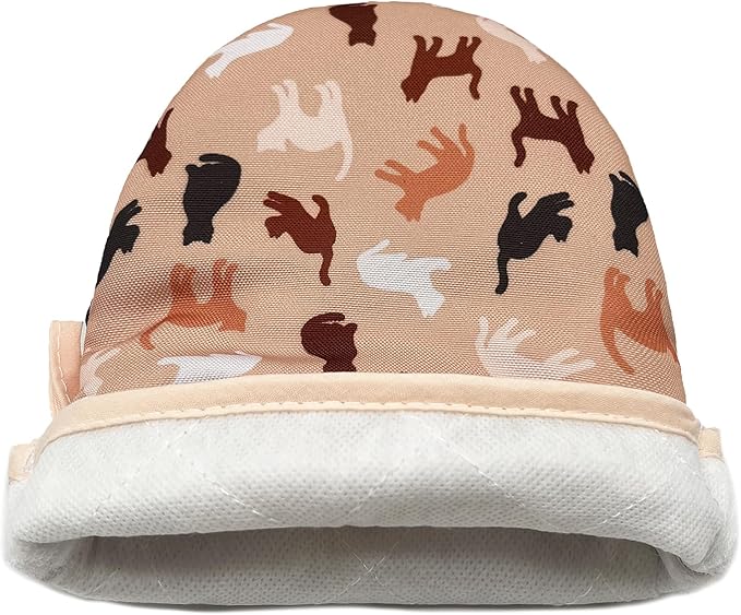 Cute Cat Mini Silicone Oven Mitts 2-Pack Set, Heat Slip Resistant Kitchen Gloves, Soft Short Oven Mittens for Safe Cooking Baking Grilling