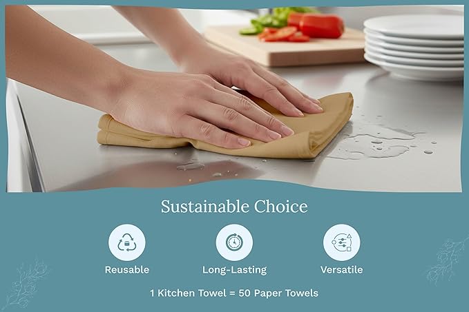Organic Cotton Beige Flour Sack Towels - 10 Pack, 27"x27", Highly Absorbent Beige Tea Towels - Kitchen Cloth for Baking, Bread Making, and Cooking - Absorbent and Lint-Free (10 Pack)