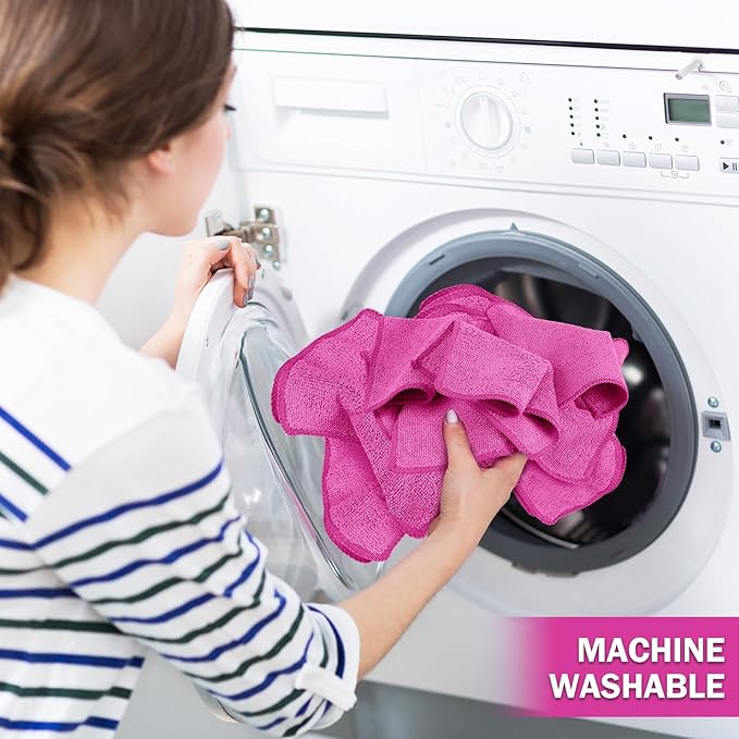 Tanlade Cleaning Cloth Dry Erase Cloth Cleaning Rags Reasonable Kitchen Towels Microfiber Towels Cars Wash(6 x 6 Inch,Pink,30 Pcs)
