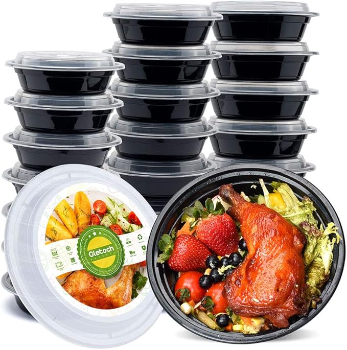 Glotoch 24oz Meal Prep Containers with Lids(50-Pack), Food Storage Containers, Reusable BPA-Free Plastic Containers, Microwave, Freezer and Dishwasher Safe, Stackable Portion Control Containers