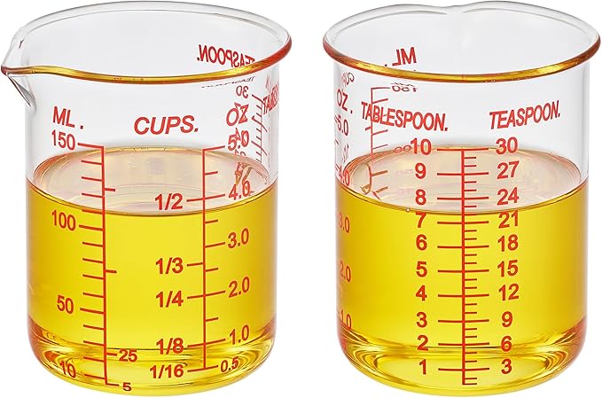 High Borosilicate Glass Measuring Cup-V-Shaped Spout,Glass Measuring Beaker for Kitchen or Restaurant, Easy to Read, 150 ML (5 Oz)-Single