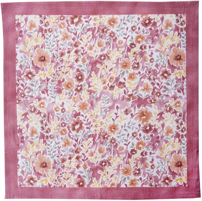 TARAN LIVING Cotton Cloth Napkins Reusable Floral Napkin Printed Dinner Napkin Set Cloth Daily Use Machine Washable Dish Cloth Gift for Valentine Home Decor Set of 4, Multicolor Print, 18x18 Inches