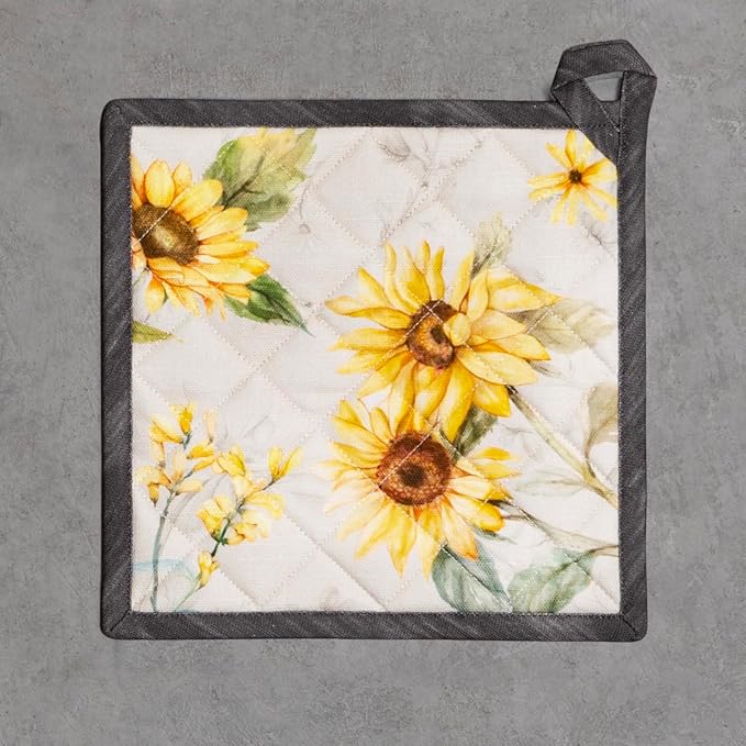 Maison d' Hermine Pot Holders 100% Cotton Heat Resistant Potholders 8" x 8" Hot Pads with Loop BBQ Cooking Baking Gifts for Mothers Day Handling Hot Pans Spring/Summer (Pack of 1, Candice)