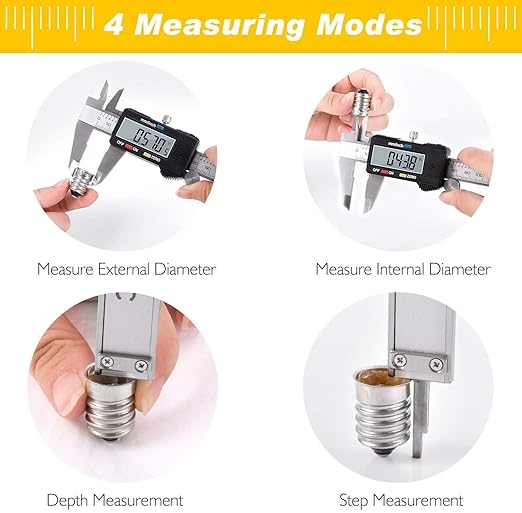 Adoric Digital Caliper, Electronic Digital Caliper Stainless Steel Body with Large LCD Screen | 0-6 Inches | Inch/Millimeter Conversion