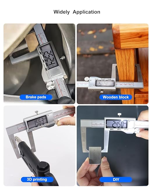 Digital Caliper 12 inch with Outer Groove, Brake Disc Rotor measuring tool, Stainless Steel Digital Calipers for 3D Printing & DIY, LCD Display, Inch/MM Units, Auto-Off, Rubberized Grip & Storage Case