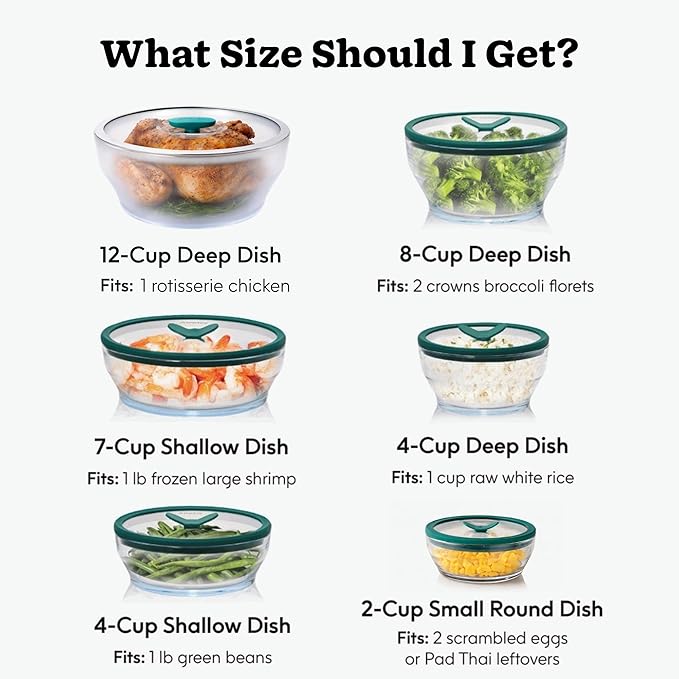 Anyday 2-Pack (2-Cup) Glass Food Storage Set with Glass Lids | Plastic-Free Frosted Meal Prep Bowls | Stackable Airtight Storage Container Set with Vented Silicone Lid for Microwave-Safe Reheating