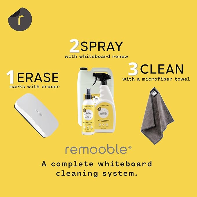 Remooble Microfiber Cleaning Cloth, Streak Free Whiteboard Cleaning Rags, Dry Erase Microfiber Towels, Pack of 12, Size 10 x 10 inch (25 x 25cm)