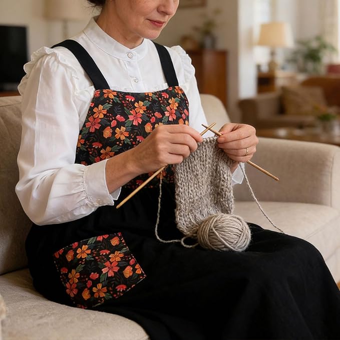 Uaussi Cotton Linen Apron Cross Back Work Apron for Women with Pockets Pinafore Dress X Cross Halter Apron for Chef Gardening