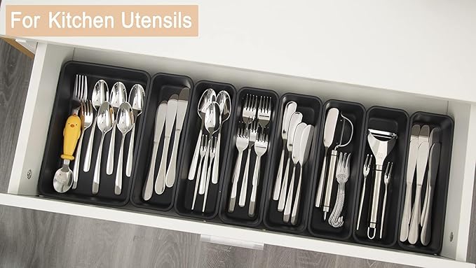 Kutesna 69PCS Large Plastic Drawer Organizer, 5 Sizes Versatile Desk Drawer Organizer Trays, Drawer Dividers, Organization and Storage Bins for Tools,Office,Jewelries,Kitchen Utensils and Makeup