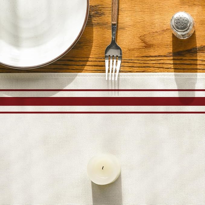 Artoid Mode Red Simple French Stripe Table Runner, Seasonal New Year Spring Summer Kitchen Dining Table Decoration for Home Party Decor 13x72 Inch